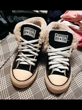 Women’s Black High-Top Faux Fur Sneakers